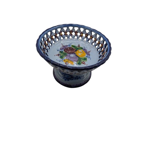 Handpainted Portugal Pottery Open Candy/Footed Compote/Footed Bowl READ - Picture 5 of 16